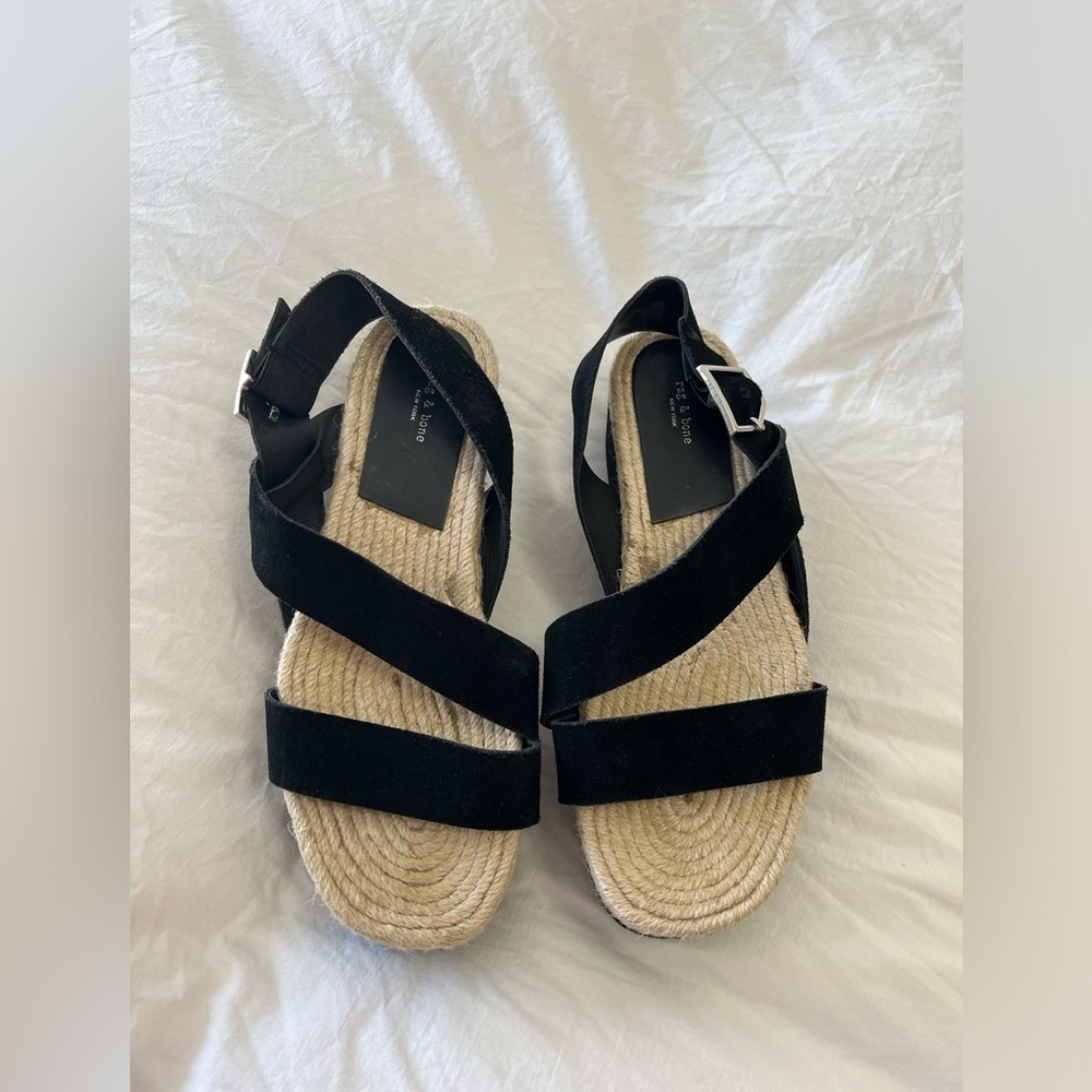 Rag & Bone | Women’s SZ 39 (9) Suede Leather Platform Espadrille Sandals Black